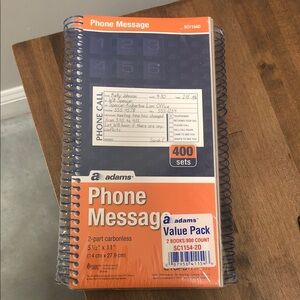 (2) Adams Phone Message Book — Blue & Orange Spiral-Bound Value Pack